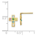 Load image into Gallery viewer, 14K Yellow Gold Madi K Multi-colored CZ Cross Post Earrings