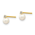Load image into Gallery viewer, 14K Yellow Gold Madi K CZ & 5mm FW Cultured Pearl Post Earrings