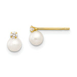Load image into Gallery viewer, 14K Yellow Gold Madi K CZ & 5mm FW Cultured Pearl Post Earrings