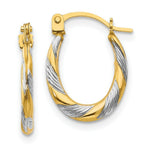 Load image into Gallery viewer, 14K Yellow Gold Two-tone Madi K Twist 15x10mm Oval Hoop Earrings