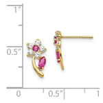 Load image into Gallery viewer, 14K Yellow Gold Madi K Collection ClEarrings& Red CZ Flower Post Earrings
