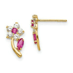 Load image into Gallery viewer, 14K Yellow Gold Madi K Collection ClEarrings& Red CZ Flower Post Earrings