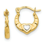 Load image into Gallery viewer, 14K Yellow Gold Madi K Collection w/Rhodium Heart Hollow Hoop Earrings