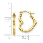Load image into Gallery viewer, 14K Yellow Gold Madi K Collection Heart Shaped Hollow Hoop Earrings