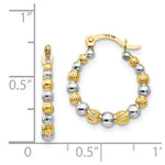 Load image into Gallery viewer, 14K Yellow Gold Madi K Collection w/Rhodium Beaded Hoop Earrings