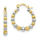 Load image into Gallery viewer, 14K Yellow Gold Madi K Collection w/Rhodium Beaded Hoop Earrings
