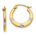 Load image into Gallery viewer, 14K Yellow Gold Madi K Collection w/Rhodium Flowers Hollow Hoop Earrings