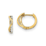 Load image into Gallery viewer, 14K Yellow Gold Madi K Polished CZ Hinged 14mm Hoop Earrings