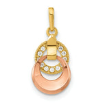 Load image into Gallery viewer, 14K Yellow Gold Madi K Two-tone CZ 2-circle Doorknocker Pendant