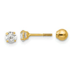 Load image into Gallery viewer, 14K Yellow Gold Madi K Polished Reversible Ball and CZ Earrings