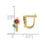 Load image into Gallery viewer, 14K Yellow Gold Madi K Polished Red & Green CZ Flower Hoops