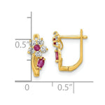 Load image into Gallery viewer, 14K Yellow Gold Madi K Red & Clear CZ Flower Hinged Earrings