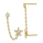 Load image into Gallery viewer, 14K Yellow Gold Madi K CZ Double Post w/Chain Starfish Earring