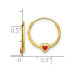 Load image into Gallery viewer, 14K Yellow Gold Madi K Polished Red Enameled Heart Hoops