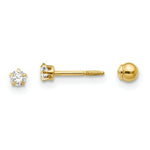 Load image into Gallery viewer, 14K Yellow Gold Madi K Polished Reversible Crystal & 3mm Ball Earrings