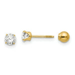 Load image into Gallery viewer, 14K Yellow Gold Madi K Polished Reversible CZ & 4mm Ball Earrings