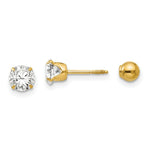 Load image into Gallery viewer, 14K Yellow Gold Madi K Polished Reversible 5mm CZ & Ball Earrings