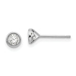 Load image into Gallery viewer, 14K White Gold Madi K 4mm Bezel Set CZ Post Earrings