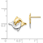 Load image into Gallery viewer, 14K Yellow Gold Madi K w/Rhodium Dolphin Post Earrings
