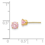 Load image into Gallery viewer, 14K Yellow Gold Madi K 5mm Pink CZ Post Earrings
