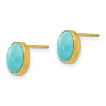 Load image into Gallery viewer, 14K Yellow Gold Madi K Bezel Set Oval Turquoise Post Earrings