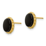 Load image into Gallery viewer, 14K Yellow Gold Madi K Collection Bezel Onyx Earrings