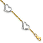 Load image into Gallery viewer, 14K Two-tone Gold Heart Bracelet Length 7'' inches