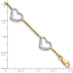 Load image into Gallery viewer, 14K Two-tone Gold Heart Bracelet Length 7'' inches