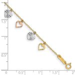 Load image into Gallery viewer, 14K Tri-Color Gold Heart Bracelet Length 7'' inches