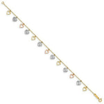 Load image into Gallery viewer, 14K Tri-Color Gold Heart Bracelet Length 7'' inches
