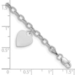 Load image into Gallery viewer, 7.5" Length Bracelet 14K White Gold Dangle Heart Bracelet