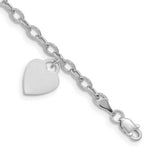 Load image into Gallery viewer, 8.5" Length Bracelet 14K White Gold Dangle Heart Bracelet