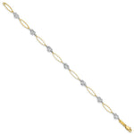 Load image into Gallery viewer, 14K Two-tone Gold Puff Heart & Flat Oval Bracelet Length 7.25'' inches