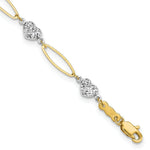 Load image into Gallery viewer, 14K Two-tone Gold Puff Heart & Flat Oval Bracelet Length 7.25'' inches