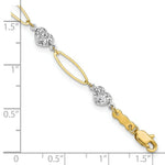 Load image into Gallery viewer, 14K Two-tone Gold Puff Heart & Flat Oval Bracelet Length 7.25'' inches