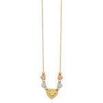 Load image into Gallery viewer, 14K Tri-Color Gold Puff & Flat Hearts Necklace Length 18'' inches