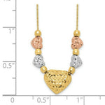 Load image into Gallery viewer, 14K Tri-Color Gold Puff & Flat Hearts Necklace Length 18'' inches