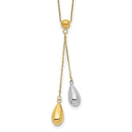 Load image into Gallery viewer, 14K Yellow Gold Yellow and White Gold Teardrop Puff Lariat Necklace Length 18'' inches