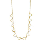 Load image into Gallery viewer, 14K Yellow Gold Oval Cable with Open Flat Hearts Necklace Length 16'' inches