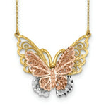 Load image into Gallery viewer, 14K Yellow Gold Yellow & Rose Gold w/ Rhodium Butterfly Necklace Length 18'' inches