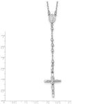 Load image into Gallery viewer, 14K White Gold Diamond-cut 3mm Beaded Rosary Necklace Length 24'' inches