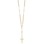 Load image into Gallery viewer, 14K Yellow Gold Diamond-cut 4mm Beaded Rosary Necklace Length 24'' inches