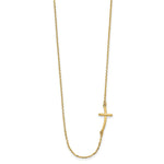 Load image into Gallery viewer, 14K Yellow Gold Small Sideways Curved Cross Necklace length: 19 inches