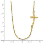 Load image into Gallery viewer, 14K Yellow Gold Small Sideways Curved Cross Necklace length: 19 inches