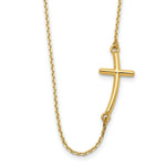 Load image into Gallery viewer, 14K Yellow Gold Large Sideways Curved Cross Necklace length: 19 inches