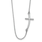Load image into Gallery viewer, 14k White Gold Large Sideways Curved Cross Necklace length: 19 inches
