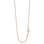 Load image into Gallery viewer, 14k Rose Gold Small Sideways Curved Cross Necklace length: 19 inches