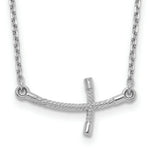 Load image into Gallery viewer, 14k White Gold Small Sideways Curved Twist Cross Necklace length: 19 inches