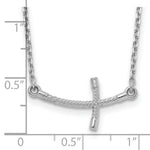 Load image into Gallery viewer, 14k White Gold Small Sideways Curved Twist Cross Necklace length: 19 inches