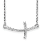 Load image into Gallery viewer, 14k White Gold Large Sideways Curved Twist Cross Necklace length: 19 inches